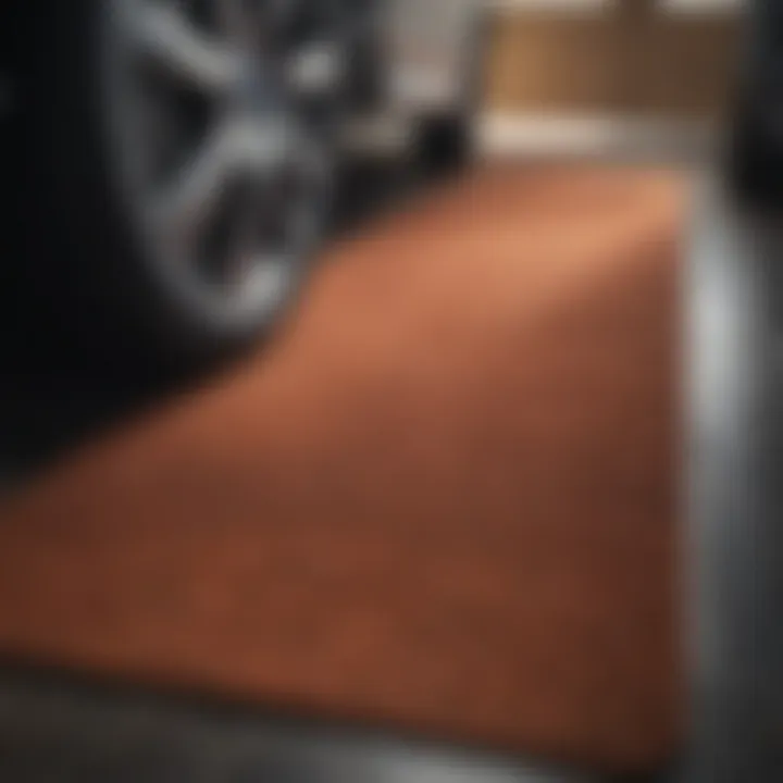 Stylish carpet floor mat for SUVs with elegant design and texture.