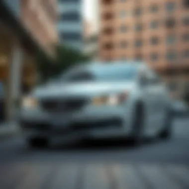 Exterior shot of a reliable sedan parked in an urban setting