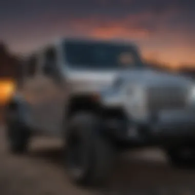 Aftermarket headlights installed on a Jeep Wrangler