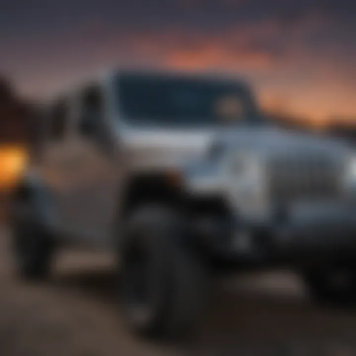 Aftermarket headlights installed on a Jeep Wrangler