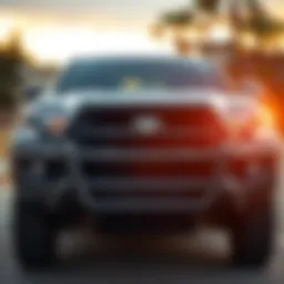 Front view of a Toyota Tacoma with a bull guard installed