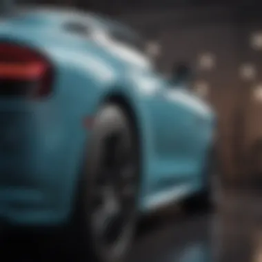 Close-up of a car with a glossy ceramic coating reflecting light
