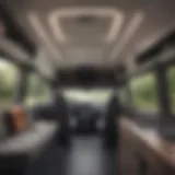 Interior layout of a converted transit van camper