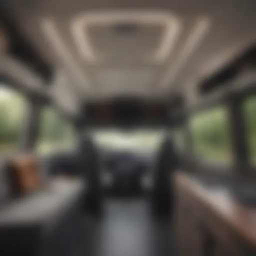 Interior layout of a converted transit van camper