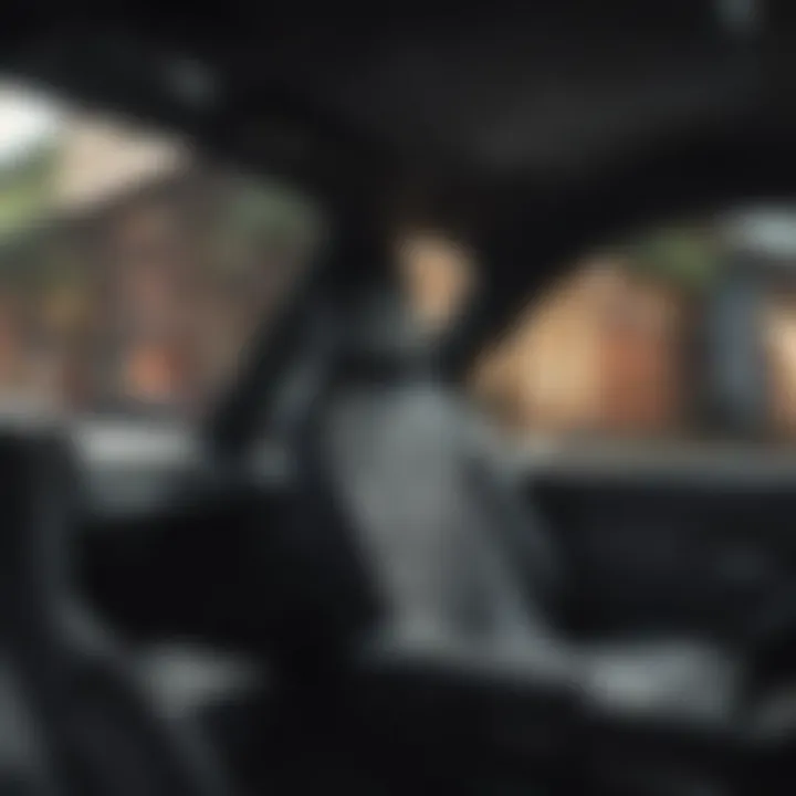 Luxurious car interior with sun shade