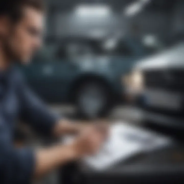 A mechanic analyzing a car's diagnostic report