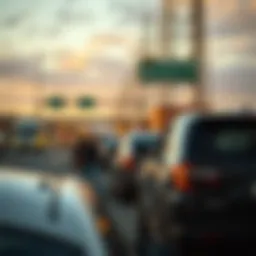 A bustling border crossing illustrating trade dynamics.