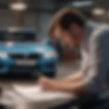 Customer reviewing warranty documents