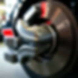 Detailed view of the 2007 Ford Mustang rear brake caliper showcasing its design and components