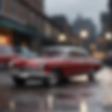 Close-up of a classic Dinky Toy car highlighting intricate details