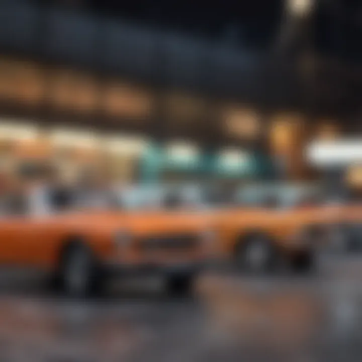 Modern Dinky Toy cars in a vibrant display setting