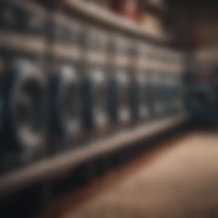 An array of carpet washers from various brands displayed on a shelf.