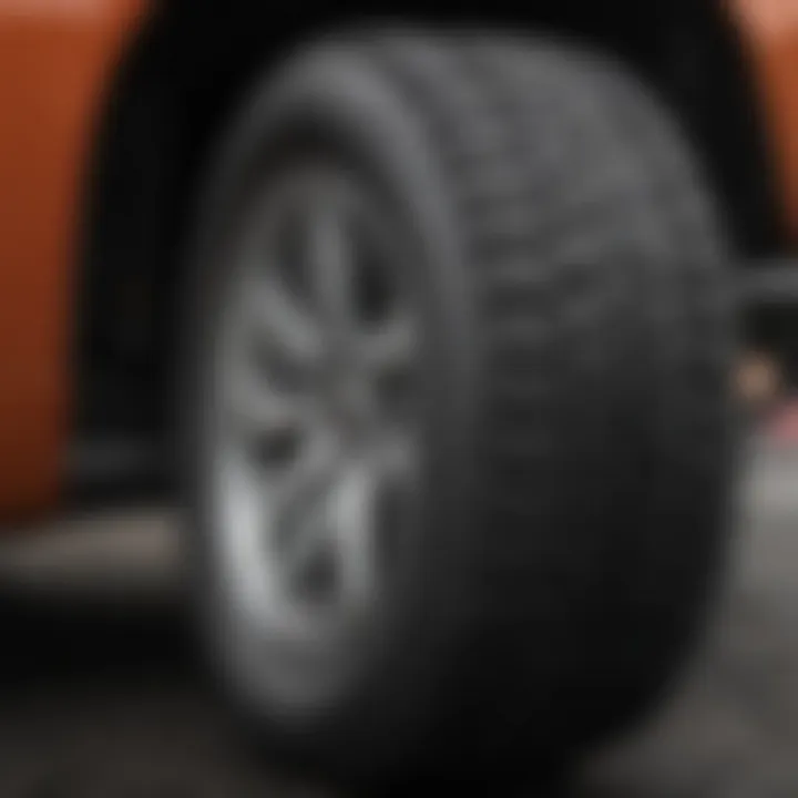 Close-up of Dodge Dart Rallye tire tread pattern