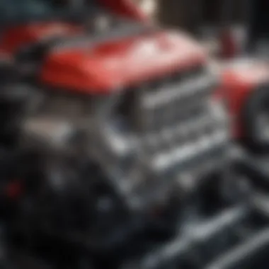 Engineering Marvel: The Heart of Dodge Race Cars Detailed view of Dodge race car engine showcasing engineering