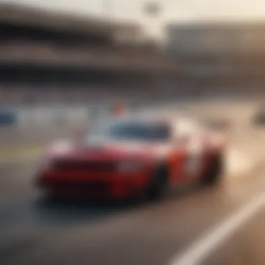 Dynamic Performance of Modern Dodge Race Cars A modern Dodge race car in action on the racetrack