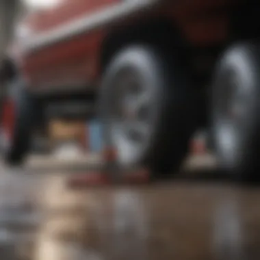 Mechanic using tools for an oil change under a vehicle