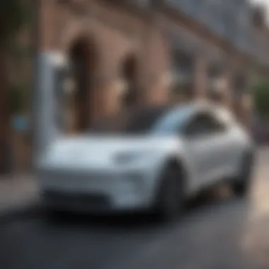 Urban EV Fast Charging Station An EV fast charging station in an urban setting