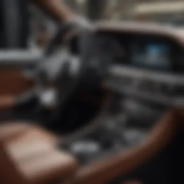 High-Quality Design in Luxury Interiors A dashboard view of a luxury car, emphasizing high-quality materials and design.