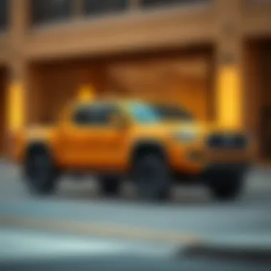 Side profile of a Toyota Tacoma highlighting its design