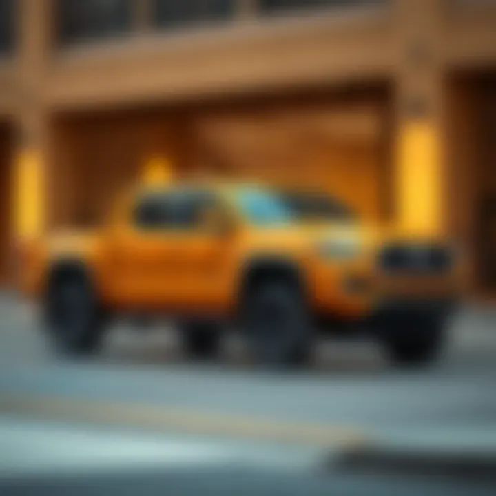 Side profile of a Toyota Tacoma highlighting its design