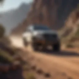 An off-road vehicle navigating through rugged terrain