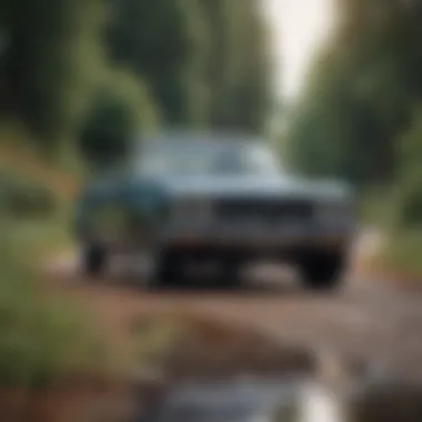 A well-maintained inline six vehicle parked in a scenic setting.