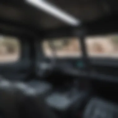 Detailed view of armoured car interior showcasing security features