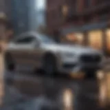 A luxury sedan parked in an urban setting showcasing sleek design.