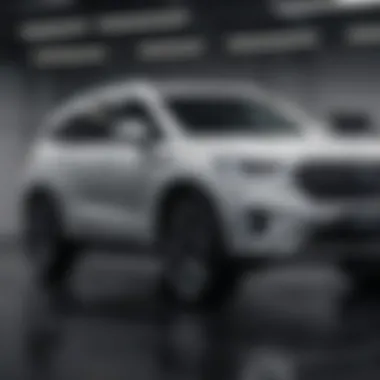 A modern SUV with advanced technology features displayed in a showroom.