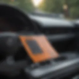 Close-up of a car dashboard with warranty documents