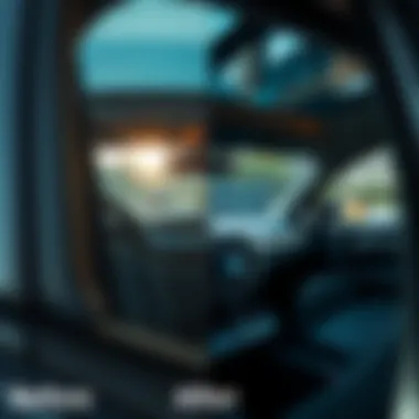 Before and after comparison of car interior cleanliness using the Dustbuster