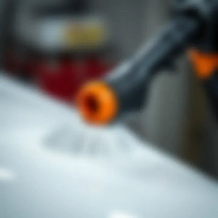 Close-up of the Dustbuster's nozzle attachment for detailed cleaning