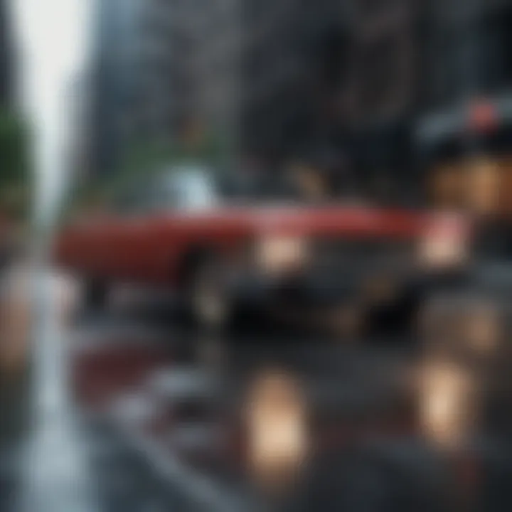 Classic Cadillac model on Manhattan streets