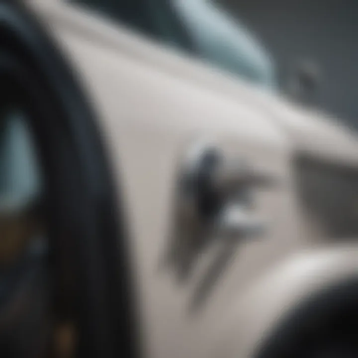Close-up of the gull wing door mechanism in a crossover SUV