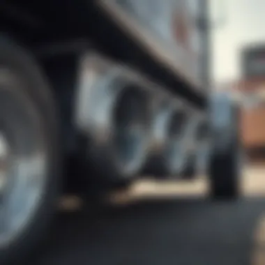 Truck with custom exhaust tips on display.