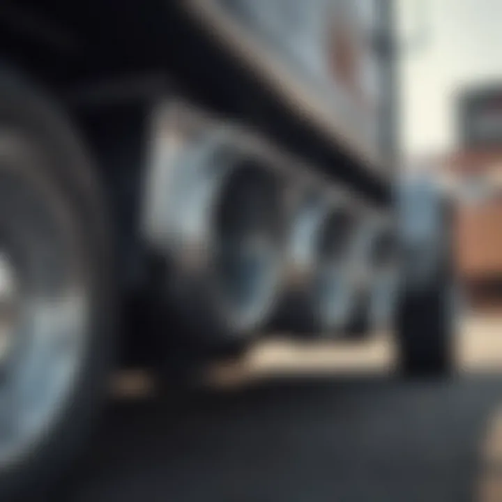 Truck with custom exhaust tips on display.