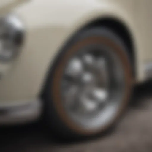 Close-up view of Daisy rims on a Volkswagen Beetle