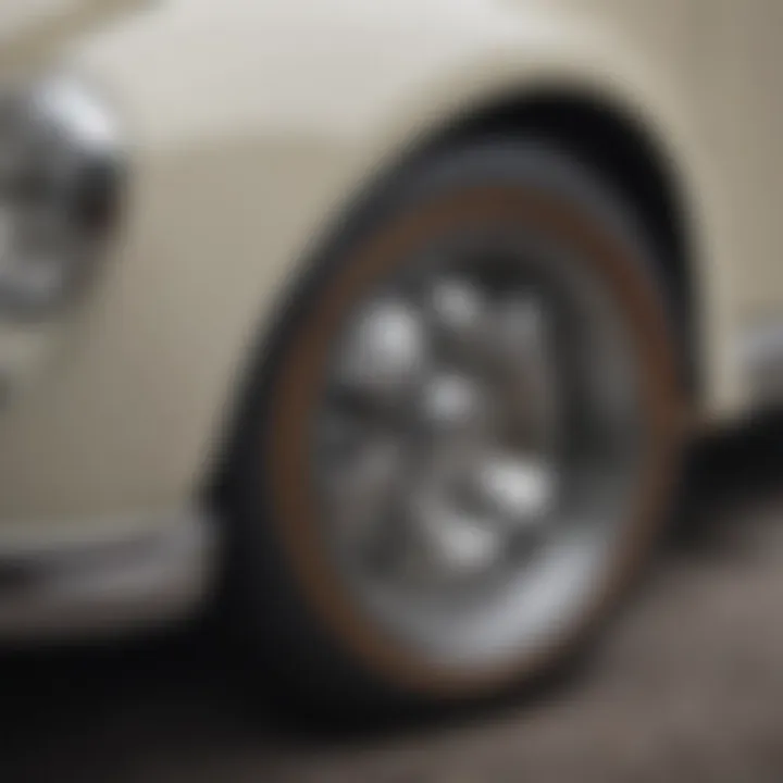 Close-up view of Daisy rims on a Volkswagen Beetle