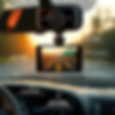 Key Features of Dash Cams with Lane Assist Illustration showcasing a dash cam with lane assist technology highlighting its key features.