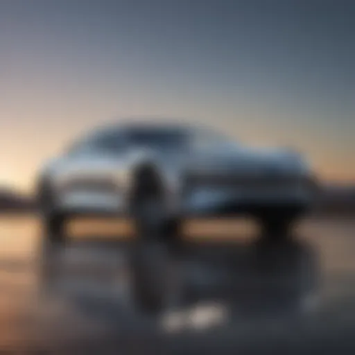 Sleek electric vehicle with a panoramic sunroof under a bright sky