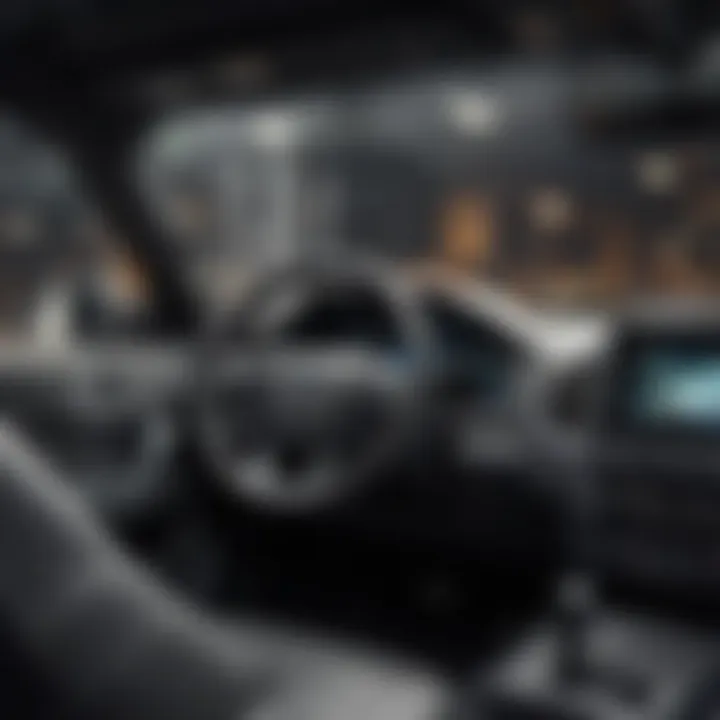 Interior view of a Ford vehicle during a test drive