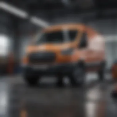 Maintenance Practices for Ford Transit Longevity A Ford Transit being serviced, highlighting maintenance practices for longevity