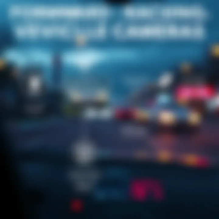 An infographic illustrating the various applications of forward facing vehicle cameras in modern cars.