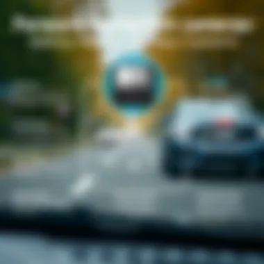 A diagram showcasing the technical components and functionality of forward facing vehicle cameras.