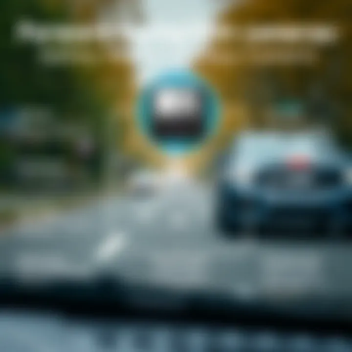 A diagram showcasing the technical components and functionality of forward facing vehicle cameras.