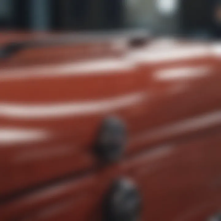 Close-up of high-quality materials used in Jaguar luggage