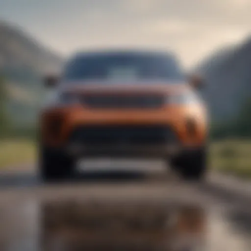 Front view showcasing the sleek design of the Land Rover Discovery