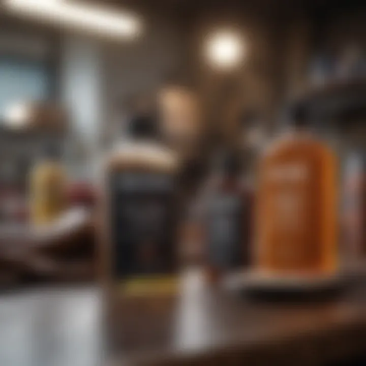 DIY leather care products displayed on a workbench
