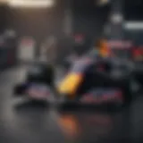 A collection of official Red Bull Racing merchandise displayed prominently