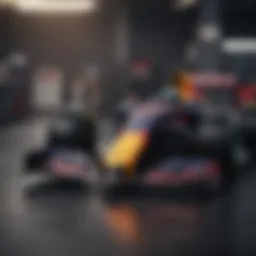 A collection of official Red Bull Racing merchandise displayed prominently